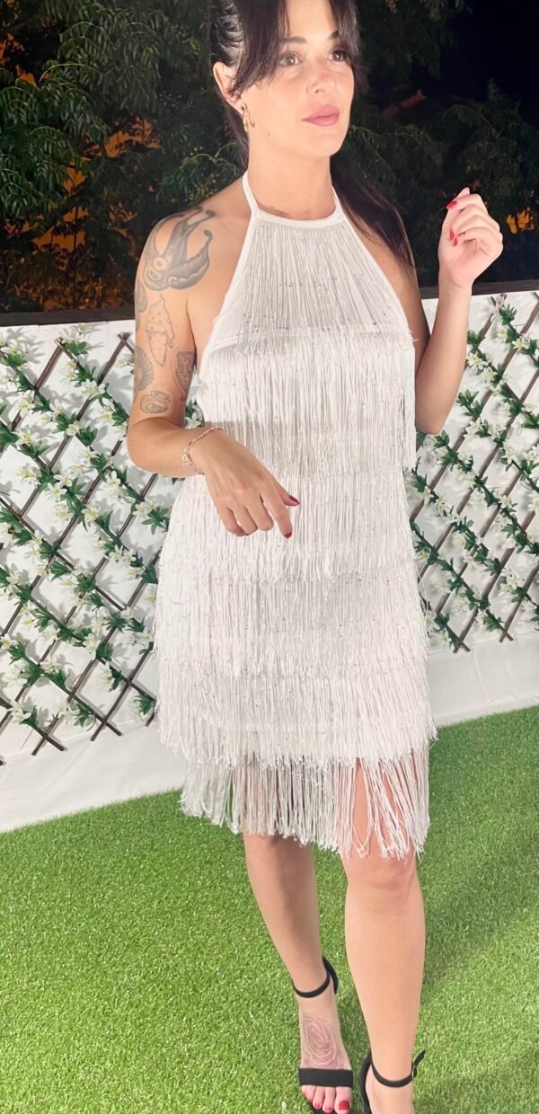 Vestido halter flecos